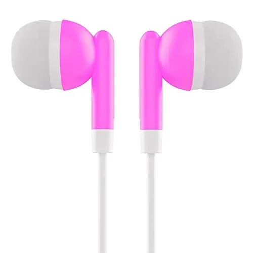 Maeline Bulk Earbuds with 3.5 mm Headphone Plug - 50 Pack - Pink - 3