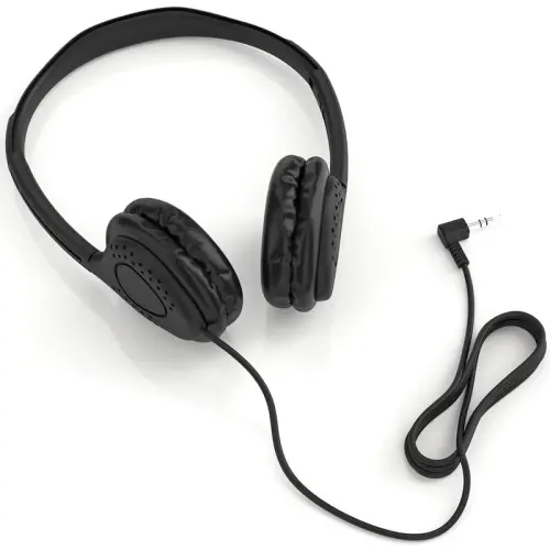 Maeline Kids Headphones for School Classroom K-12, Library, Museum, Travel, On Ear Stereo Headset with Adjustable Band & Faux Leather Cushions - 3.5mm Plug - 1000 Pack - Black - 4