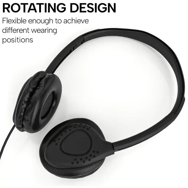 Maeline Kids Headphones for School Classroom K-12, Library, Museum, Travel, On Ear Stereo Headset with Adjustable Band & Faux Leather Cushions - 3.5mm Plug - 30 Pack - Black - 2