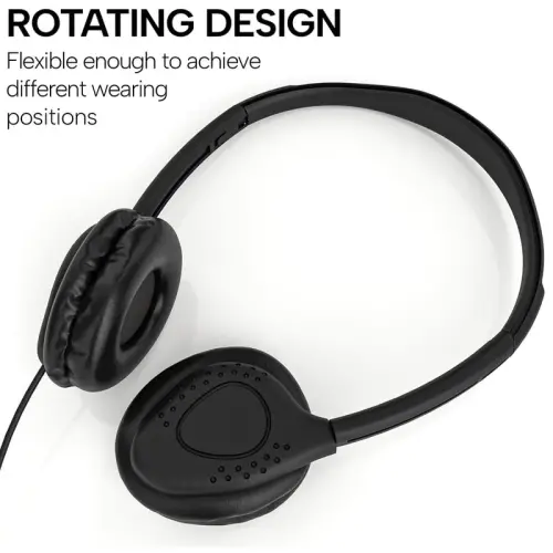 Maeline Kids Headphones for School Classroom K-12, Library, Museum, Travel, On Ear Stereo Headset with Adjustable Band & Faux Leather Cushions - 3.5mm Plug - 400 Pack - Black - 2