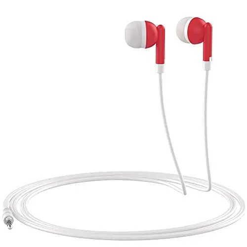 Maeline Bulk Earbuds with 3.5 mm Headphone Plug - 20 Pack - Red - 4