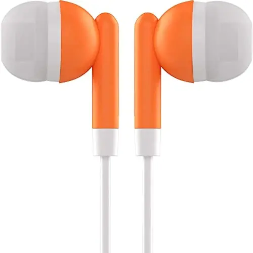 Maeline Bulk Earbuds with 3.5 mm Headphone Plug - 30 Pack - Orange - 2