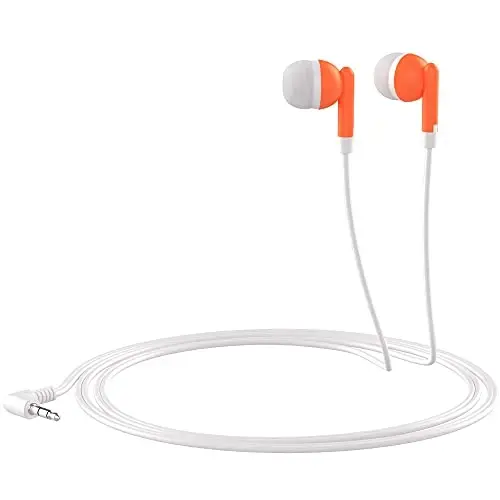Maeline Bulk Earbuds with 3.5 mm Headphone Plug - 30 Pack - Orange - 4