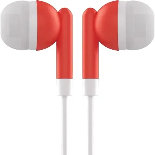 Maeline Bulk Earbuds with 3.5 mm Headphone Plug - 100 Pack - Red - 3