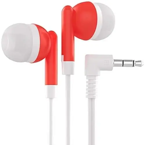 Maeline Bulk Earbuds with 3.5 mm Headphone Plug - 100 Pack - Red - MAELINE