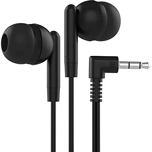 Maeline Bulk Earbuds with 3.5 mm Headphone Plug - 30 Pack Wholesale Bundle - Jet Black 