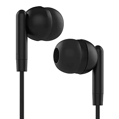 Maeline Bulk Earbuds with 3.5 mm Headphone Plug - 40 Pack Wholesale Bundle - Jet Black - 8