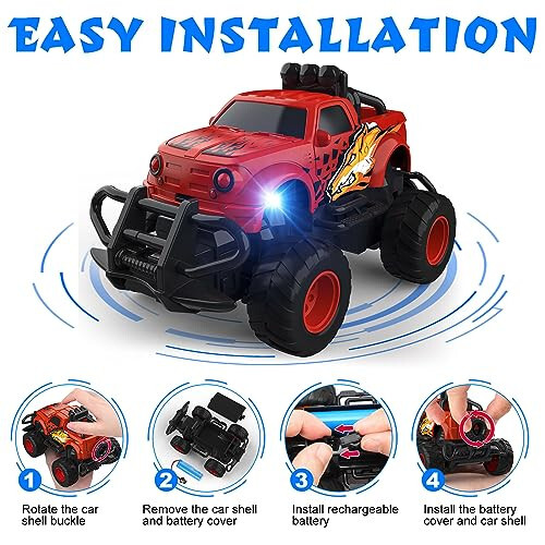 Mafbeanl Remote Control Car for Boys 4-7, 1:43 Scale Mini RC Car for Kids 3-5, Car Toys Truck Xmas Birthday Gifts for Toddlers 3 4 5 6 7 Year Old Boys (Red) - 3