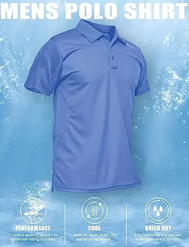 MAGCOMSEN erkaklar polo ko'ylagi Tez quriydigan, ish faoliyatini yaxshilaydigan qisqa yengli taktik ko'ylaklar Pique Jersey golf ko'ylagi - 6