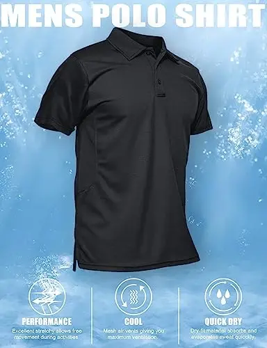 MAGCOMSEN erkaklar polo ko'ylagi Tez quriydigan, ish faoliyatini yaxshilovchi qisqa yengli taktik ko'ylaklar Pique Jersey Golf ko'ylagi - 6