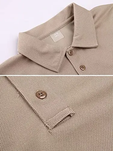 MAGCOMSEN erkaklar polo ko'ylagi Tez quriydigan, ish unumdorligi yuqori, qisqa yengli taktik ko'ylaklar Pique Jersey golf ko'ylagi - 2