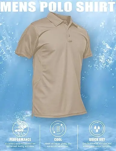 MAGCOMSEN erkaklar polo ko'ylagi Tez quriydigan, ish unumdorligi yuqori, qisqa yengli taktik ko'ylaklar Pique Jersey golf ko'ylagi - 6