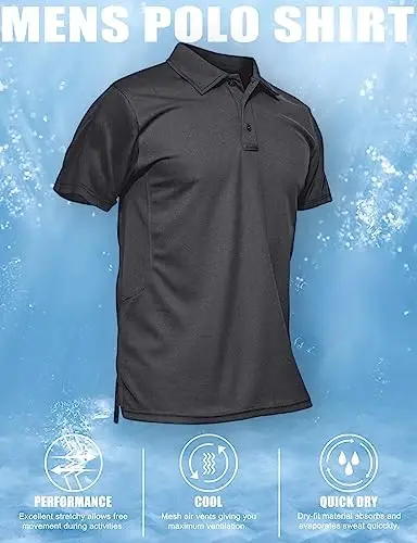 MAGCOMSEN Erkaklar Polo Ko'ylagi Tez Quriydigan Ishlash Qisqa Qisma Taktik Ko'ylaklar Pique Jersi Golf Ko'ylagi - 6
