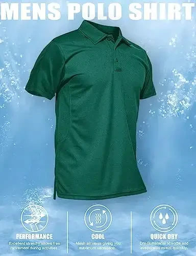 MAGCOMSEN erkaklar polo ko'ylagi tez quriydigan ishlash qisqa yengli taktik ko'ylaklar Pique Jersey golf ko'ylagi - 6