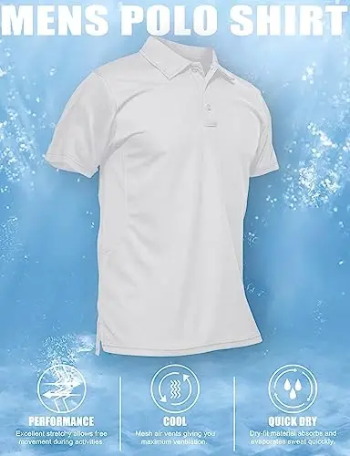 MAGCOMSEN erkaklar polo ko'ylagi tez quriydigan ishlash qisqa yengli taktik ko'ylaklar Pique Jersey golf ko'ylagi - 6