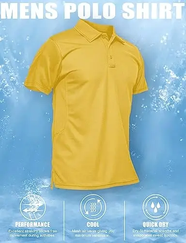 MAGCOMSEN Erkaklar Polo Ko'ylagi Tez Quriydigan Ishlash Qisqa Yengli Taktik Ko'ylaklar Pique Jersey Golf Ko'ylak - 6