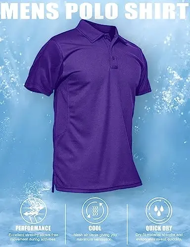 MAGCOMSEN Erkaklar Polo Ko'ylagi Tez Quriydigan Ishlash Qisqa Yengli Taktik Ko'ylaklar Pique Jersi Golf Ko'ylagi - 6