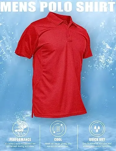 MAGCOMSEN Erkaklar polo ko'ylagi Tez quriydigan Performance Qisqa qisma Taktik ko'ylaklar Pique Jersey Golf ko'ylagi - 6