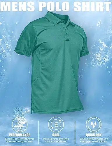 MAGCOMSEN erkaklar polo ko'ylagi Tez quriydigan Performance qisqa yengli taktik ko'ylaklar Pique Jersey Golf ko'ylagi - 6