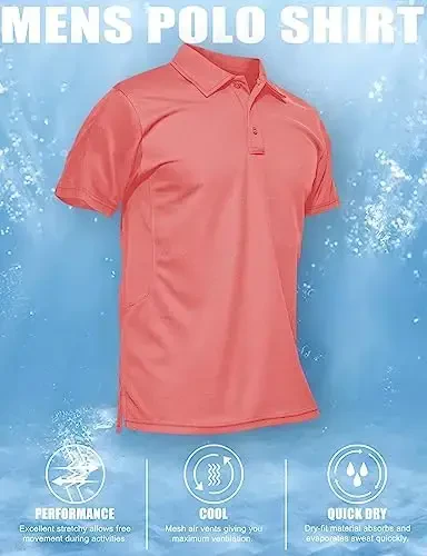 MAGCOMSEN erkaklar polo ko'ylagi Tez quriydigan Performance qisqa yengli taktik ko'ylaklar Pique Jersey Golf ko'ylagi - 6