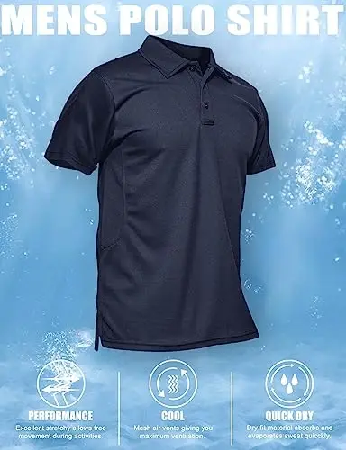 MAGCOMSEN erkaklar polo ko'ylagi Tez quriydigan Performance qisqa yengli taktik ko'ylaklar Pique Jersey Golf ko'ylagi - 6
