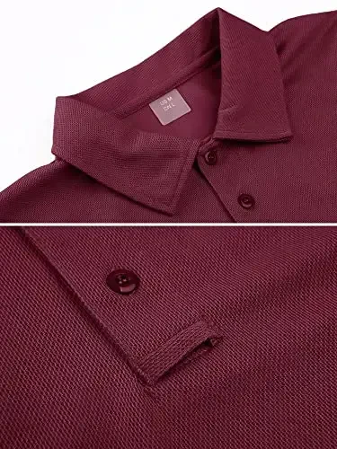 MAGCOMSEN erkaklar polo ko'ylagi Tez quriydigan Performance qisqa yengli taktik ko'ylaklar Pique Jersey golf ko'ylagi - 2