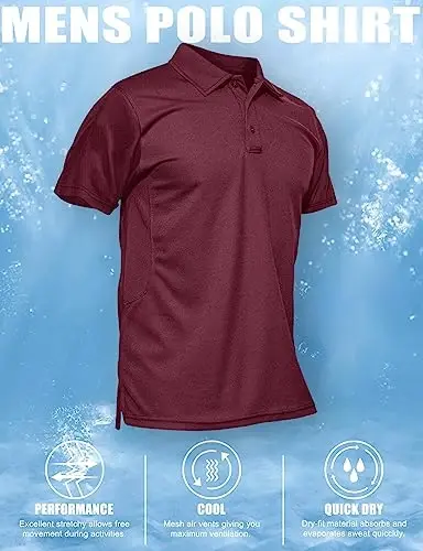 MAGCOMSEN erkaklar polo ko'ylagi Tez quriydigan Performance qisqa yengli taktik ko'ylaklar Pique Jersey golf ko'ylagi - 6