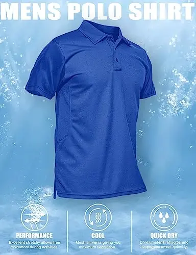 MAGCOMSEN erkaklar polo ko'ylagi Tez quriydigan Performance qisqa yengli taktik ko'ylaklar Pique Jersey Golf ko'ylagi - 6