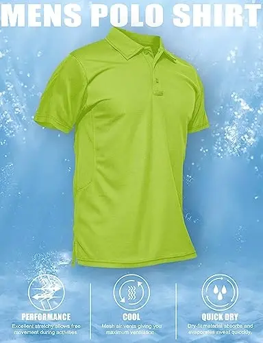 MAGCOMSEN erkaklar polo ko'ylagi Tez quriydigan Performance qisqa yengli taktik ko'ylaklar Pique Jersey Golf ko'ylagi - 6