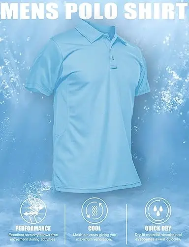 MAGCOMSEN erkaklar polo ko'ylagi Tez quriydigan Performance qisqa yengli taktik ko'ylaklar Pique Jersey Golf ko'ylagi - 6