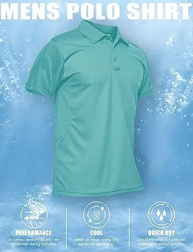 MAGCOMSEN erkaklar polo ko'ylagi tez quriydigan, qisqa yengli taktik ko'ylaklar Pike Jersey golf ko'ylagi - 6