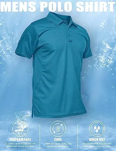 MAGCOMSEN erkaklar polo ko'ylagi tez quriydigan qisqa yengli taktik ko'ylaklar Pique Jersey golf ko'ylagi - 6