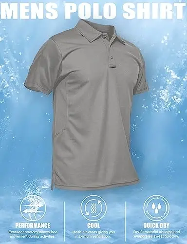 MAGCOMSEN erkaklar polo ko'ylagi tez quriydigan qisqa yengli taktik ko'ylaklar Pique Jersey golf ko'ylagi - 6