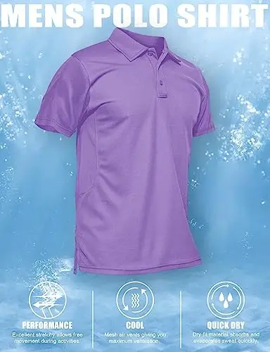 MAGCOMSEN erkaklar polosi tez quriydigan, qisqa yengli taktik ko'ylaklar Pique Jersey Golf ko'ylak - 6