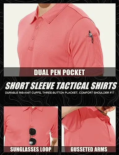 MAGCOMSEN Men's Polo Shirt Quick Dry Performance Short Sleeve Tactical Shirts Pique Jersey Golf Shirt - 5
