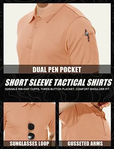 MAGCOMSEN Men's Polo Shirt Quick Dry Performance Short Sleeve Tactical Shirts Pique Jersey Golf Shirt - 5