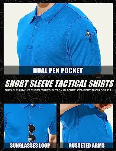 MAGCOMSEN Men's Polo Shirt Quick Dry Performance Short Sleeve Tactical Shirts Pique Jersey Golf Shirt - 5