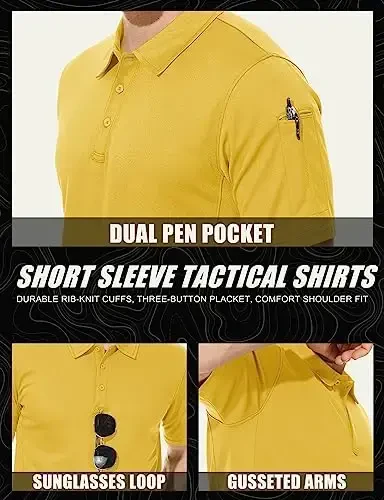 MAGCOMSEN Men's Polo Shirt Quick Dry Performance Short Sleeve Tactical Shirts Pique Jersey Golf Shirt - 5