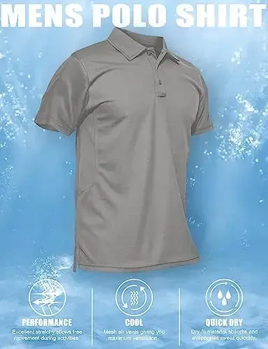 MAGCOMSEN Men's Polo Shirt Quick Dry Performance Short Sleeve Tactical Shirts Pique Jersey Golf Shirt - 6