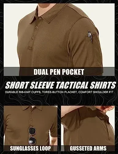 MAGCOMSEN Men's Polo Shirt Quick Dry Performance Short Sleeve Tactical Shirts Pique Jersey Golf Shirt - 5