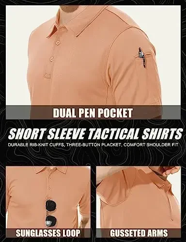 MAGCOMSEN Men's Polo Shirt Quick Dry Performance Short Sleeve Tactical Shirts Pique Jersey Golf Shirt - 5
