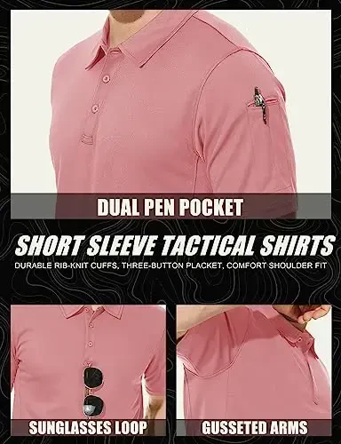 MAGCOMSEN Men's Polo Shirt Quick Dry Performance Short Sleeve Tactical Shirts Pique Jersey Golf Shirt - 5