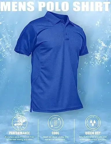 MAGCOMSEN Men's Polo Shirt Quick Dry Performance Short Sleeve Tactical Shirts Pique Jersey Golf Shirt - 6