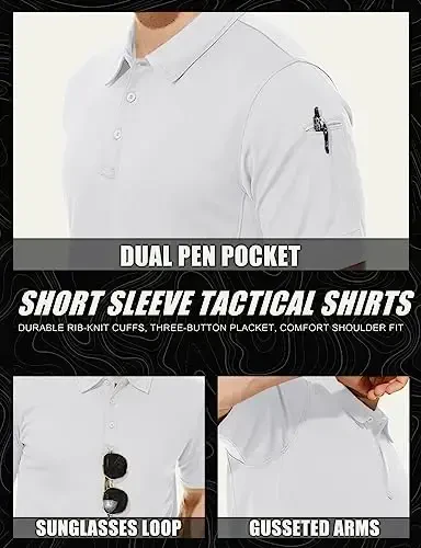 MAGCOMSEN Men's Polo Shirt Quick Dry Performance Short Sleeve Tactical Shirts Pique Jersey Golf Shirt - 5