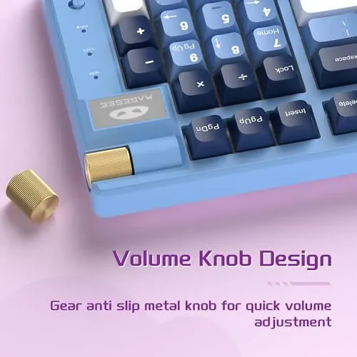 MageGee Беспроводная Механическая Клавиатура, Tri-Mode 2.4GHz/BT/USB-C Hot-Swappable 98 Клавиш Gasket Игровая Клавиатура, RGB Подсветка Blue Whale Переключатели для PC Gamer Office(Dark Blue) - 4
