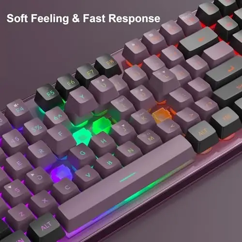 MageGee Gaming Klaviatura va sichqoncha to'plami, K1 RGB LED yoritgichli 104 tugmali kompyuter o'yin klaviaturasi PC/noutbuk uchun (Qora smorodina) - 5
