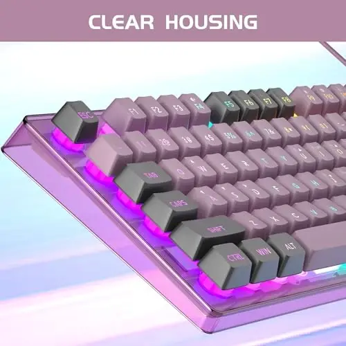 MageGee Gaming Klaviatura va sichqoncha to'plami, K1 RGB LED yoritgichli 104 tugmali kompyuter o'yin klaviaturasi PC/noutbuk uchun (Qora smorodina) - 2