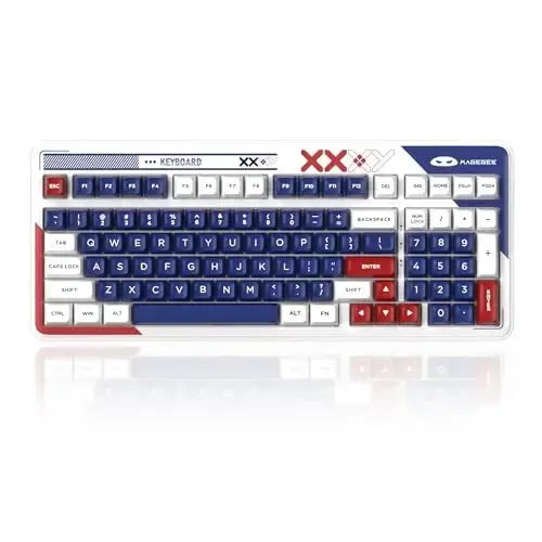 MageGee Wireless Mechanical Keyboard,Cloud98 RGB Backlight Triple Mode 2.4GHz/BT/USB-C Wired Gaming Keyboard,Gasket Mounted PBT Material 98 Keys Hot-Swappable Keyboard - Cloud Sea/LvoryWhite Switch - 1