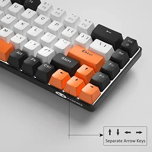 MageGee Ko'chma 60% Mexanik O'yin Klaviatura, MK-Box LED Orqa Yoritgichli Ixcham 68 Tugmali Mini Simli Ofis Klaviatura, Windows Noutbuk Kompyuter Mac uchun Qizil Kalit bilan - Oq/Qora - 3