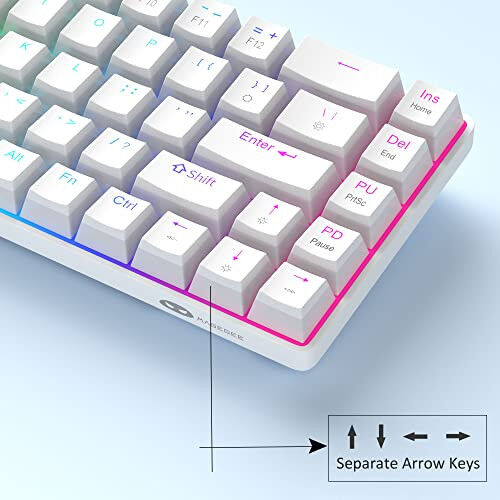 MageGee Ko'chma 60% Mexanik O'yin Klaviaturasi, Qizil Kalit, PBT Pudra Kalit Qopqoqlari RGB Orqa Yoritishli Kompakt 68 Kalitli Mini Simli Ofis Klaviaturasi Windows Noutbuk PC uchun - Oq - 3